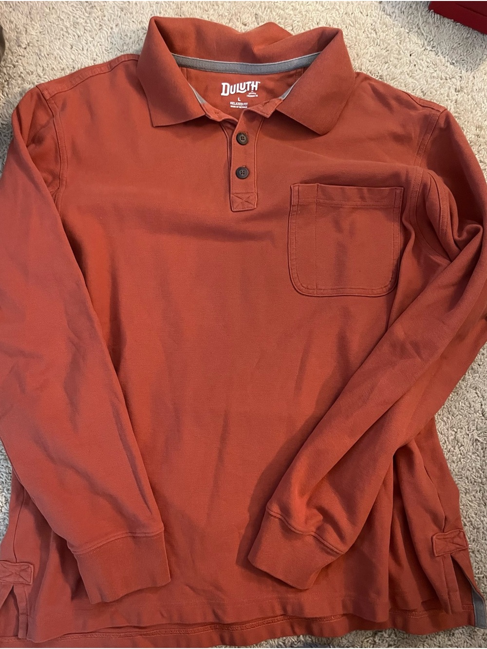 Duluth Trading Co. Men’s Burnt Orange Relaxed Fit Pullover, Size Large